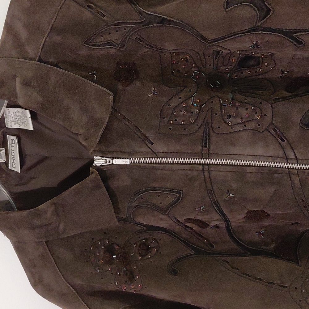 Chico's Suede Leather Jacket. Size 3